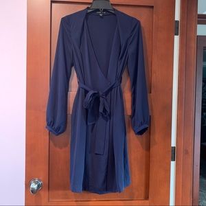 Stylestalker Wrap Long Sleeve Chiffon Tie Dress Navy Revolve